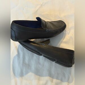 Donald J. Pliner Black Pebbled Leather Driving Loafers